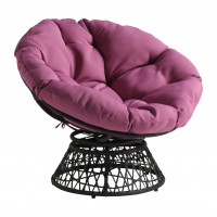 OSP Home Furnishings BF25292-512 Papasan Chair with Purple cushion and Grey Frame